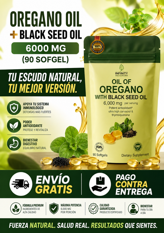 OREGANO OIL + BLACK SEED OIL 6000 MG (90 SOFGEL)
