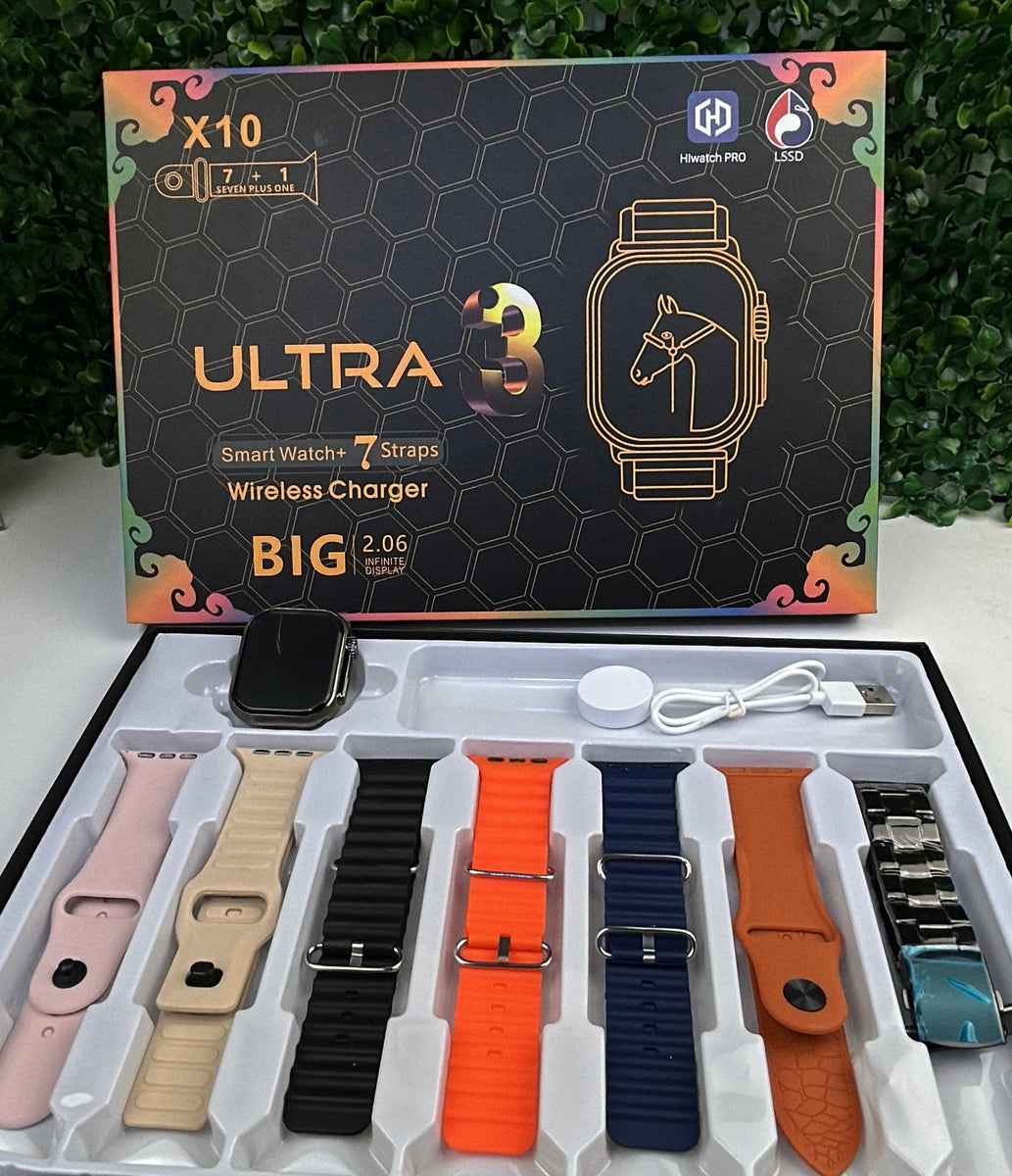 RELOJ SMARTWATCH ULTRA 3 + 7 CORREAS