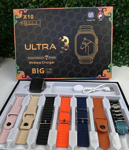 RELOJ SMARTWATCH ULTRA 3 + 7 CORREAS