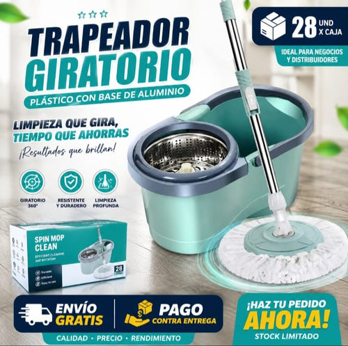 TRAPEADOR GIRATORIO PLASTICO CON BASE DE ALUMINIO (28 UND X CAJA)