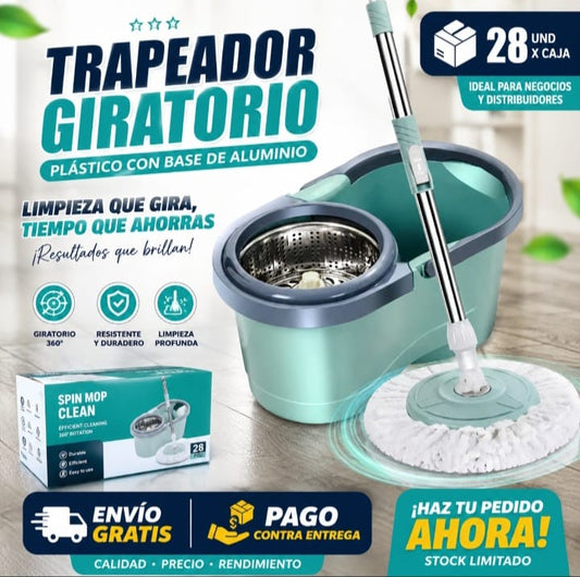 TRAPEADOR GIRATORIO PLASTICO CON BASE DE ALUMINIO (28 UND X CAJA)