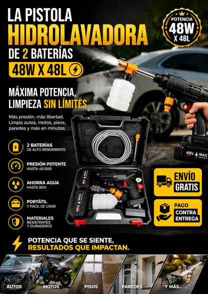 HIDROLAVADORA 2 BATERÍAS 48 W X 48 W L