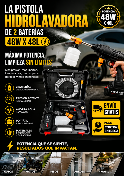 HIDROLAVADORA 2 BATERÍAS 48 W X 48 W L