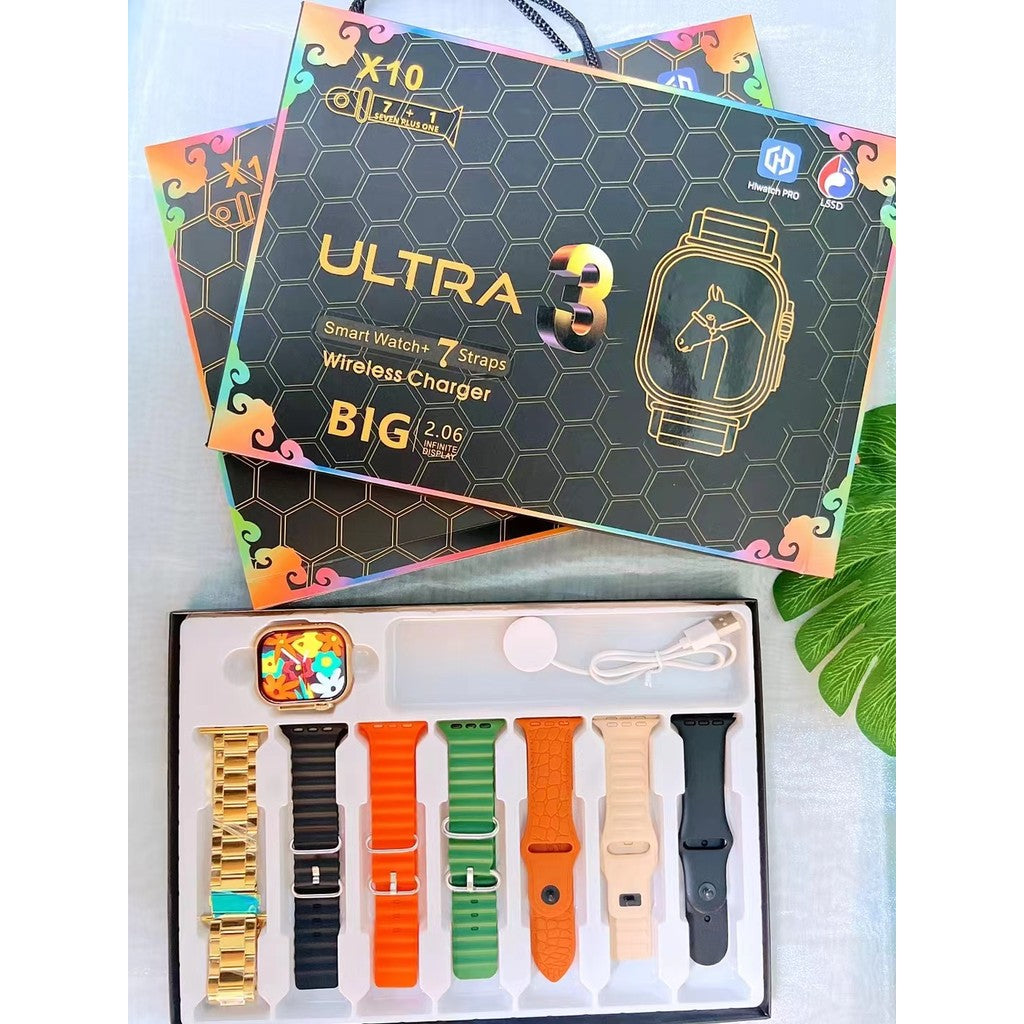 RELOJ SMARTWATCH ULTRA 3 + 7 CORREAS